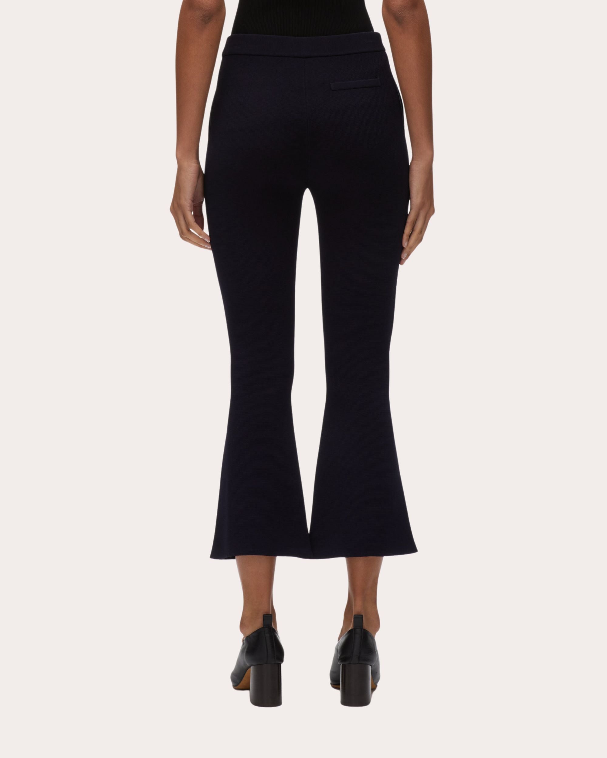 Cropped Flared Rib Knit Pants
