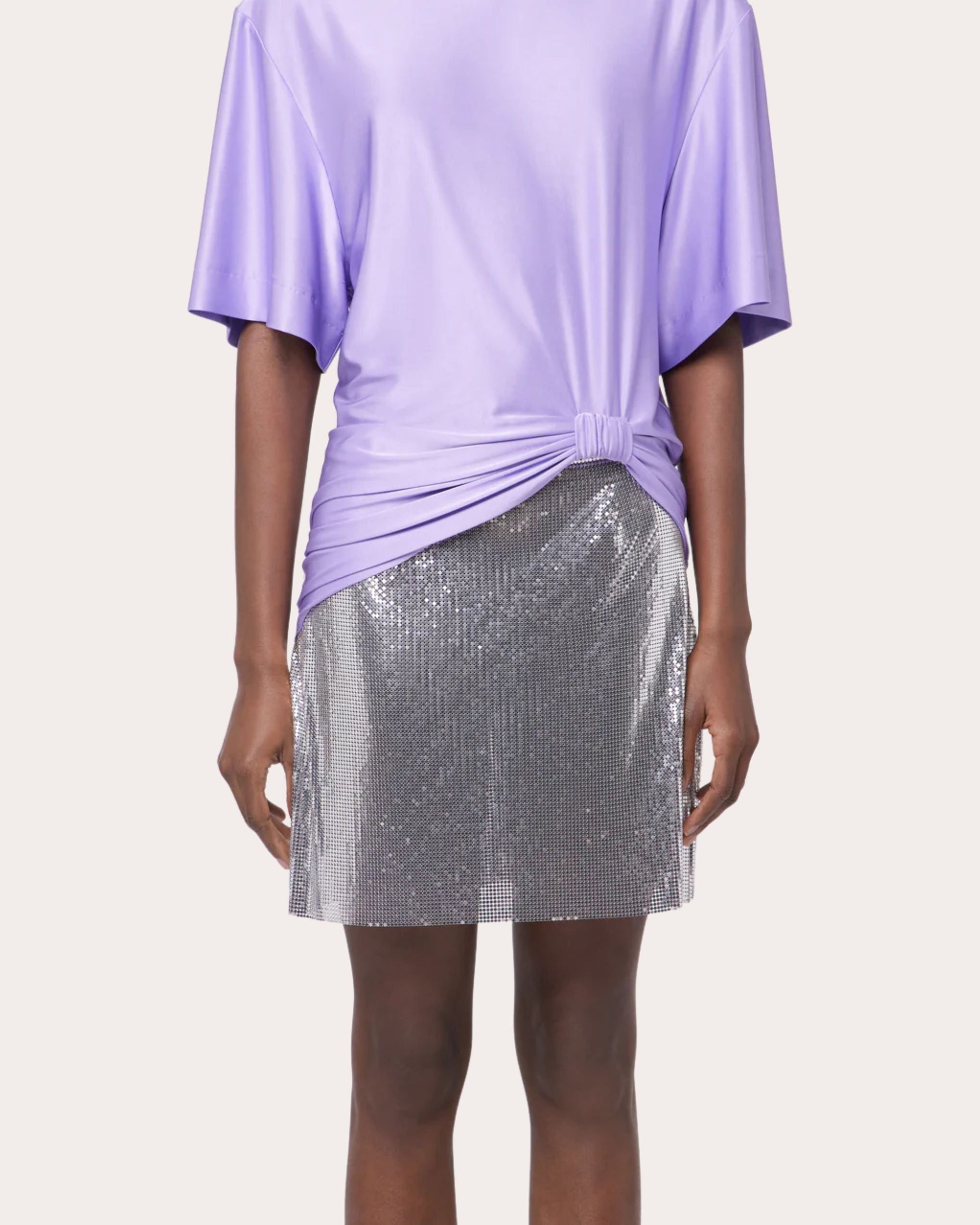 Knotted Satin Stretch-Jersey T-Shirt
