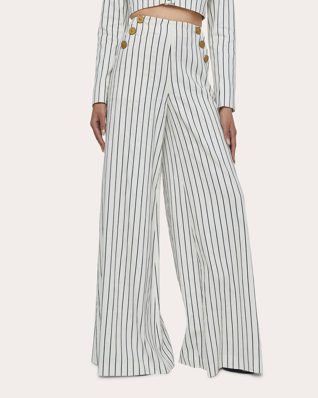 Kingston Pinstripe Wide-Leg Sailor Pants