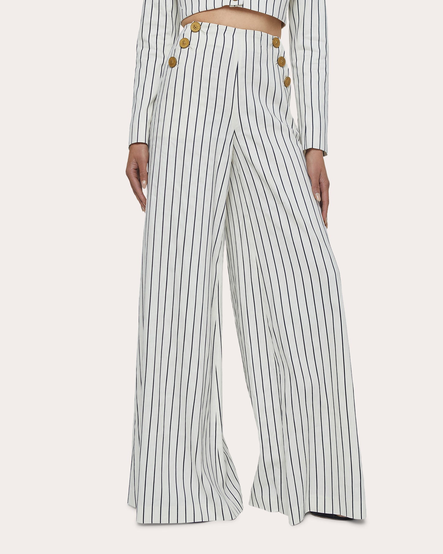 Kingston Pinstripe Wide-Leg Sailor Pants