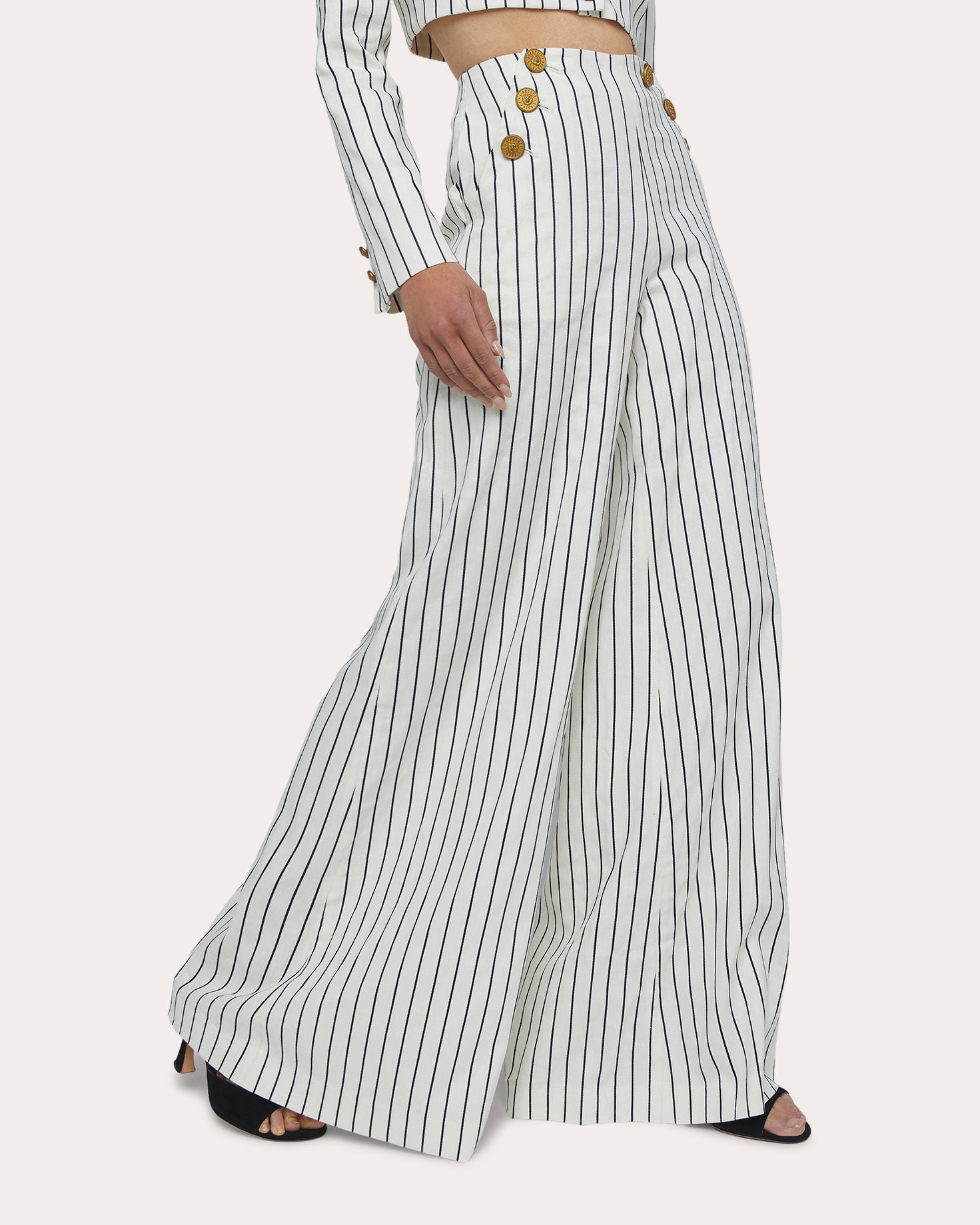 Kingston Pinstripe Wide-Leg Sailor Pants