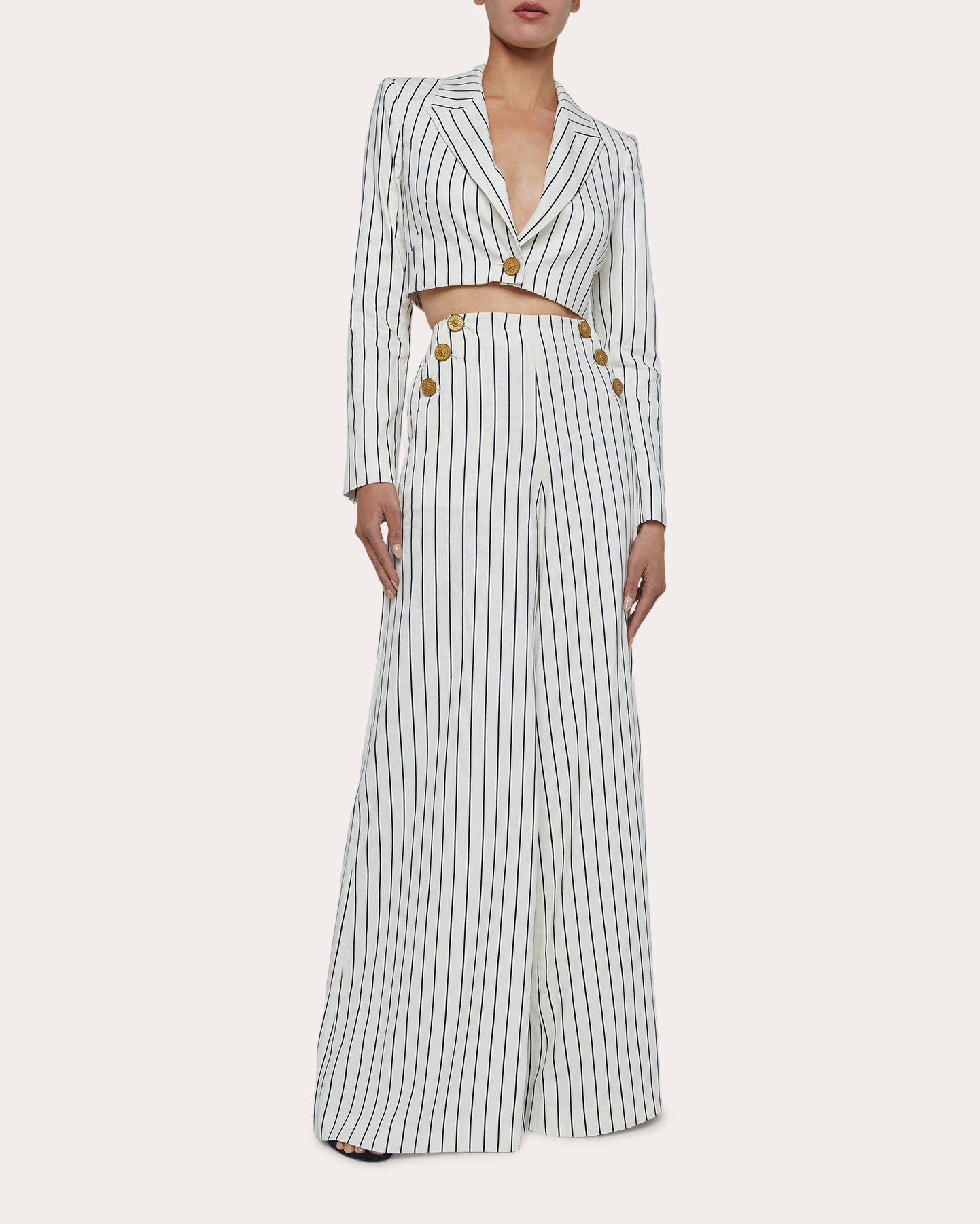 Kingston Pinstripe Wide-Leg Sailor Pants