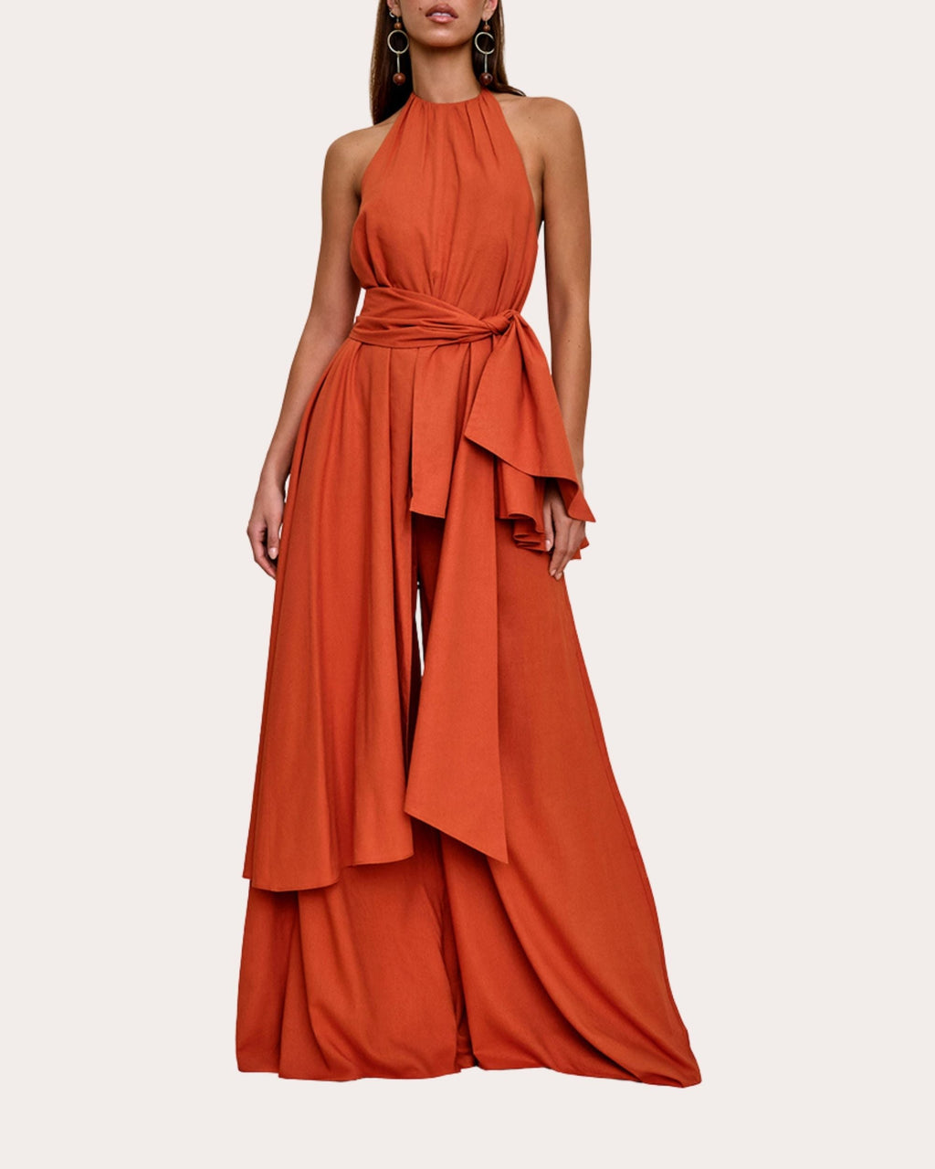 Nata Asymmetric Linen-Blend Halterneck Top