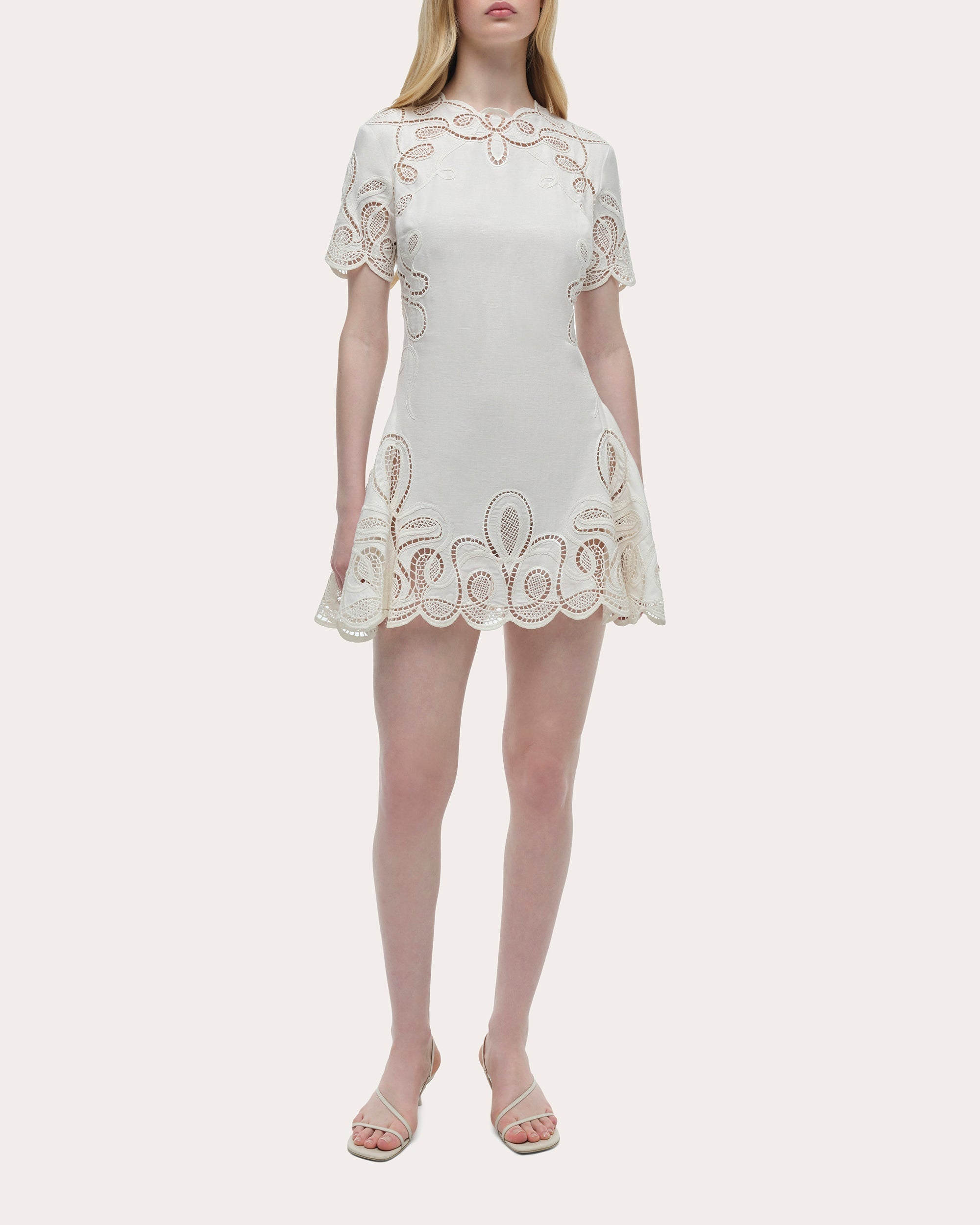 Morrigan Embroidered Short-Sleeve Mini Dress