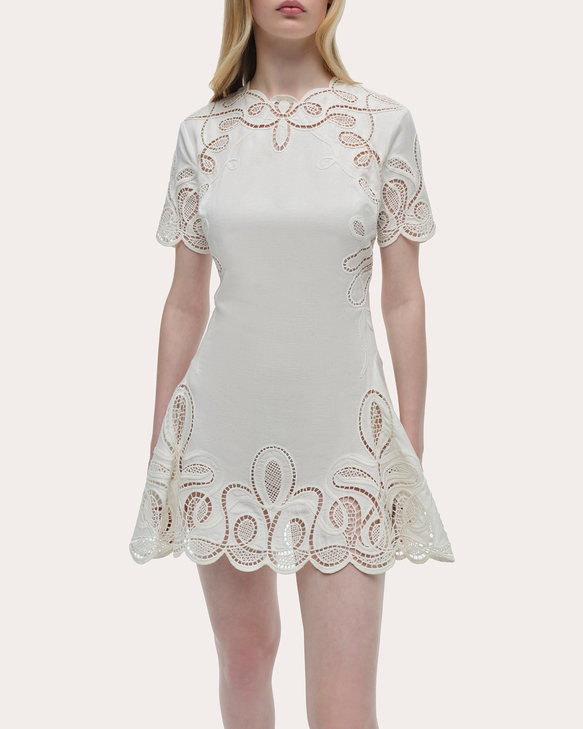 Morrigan Embroidered Short-Sleeve Mini Dress
