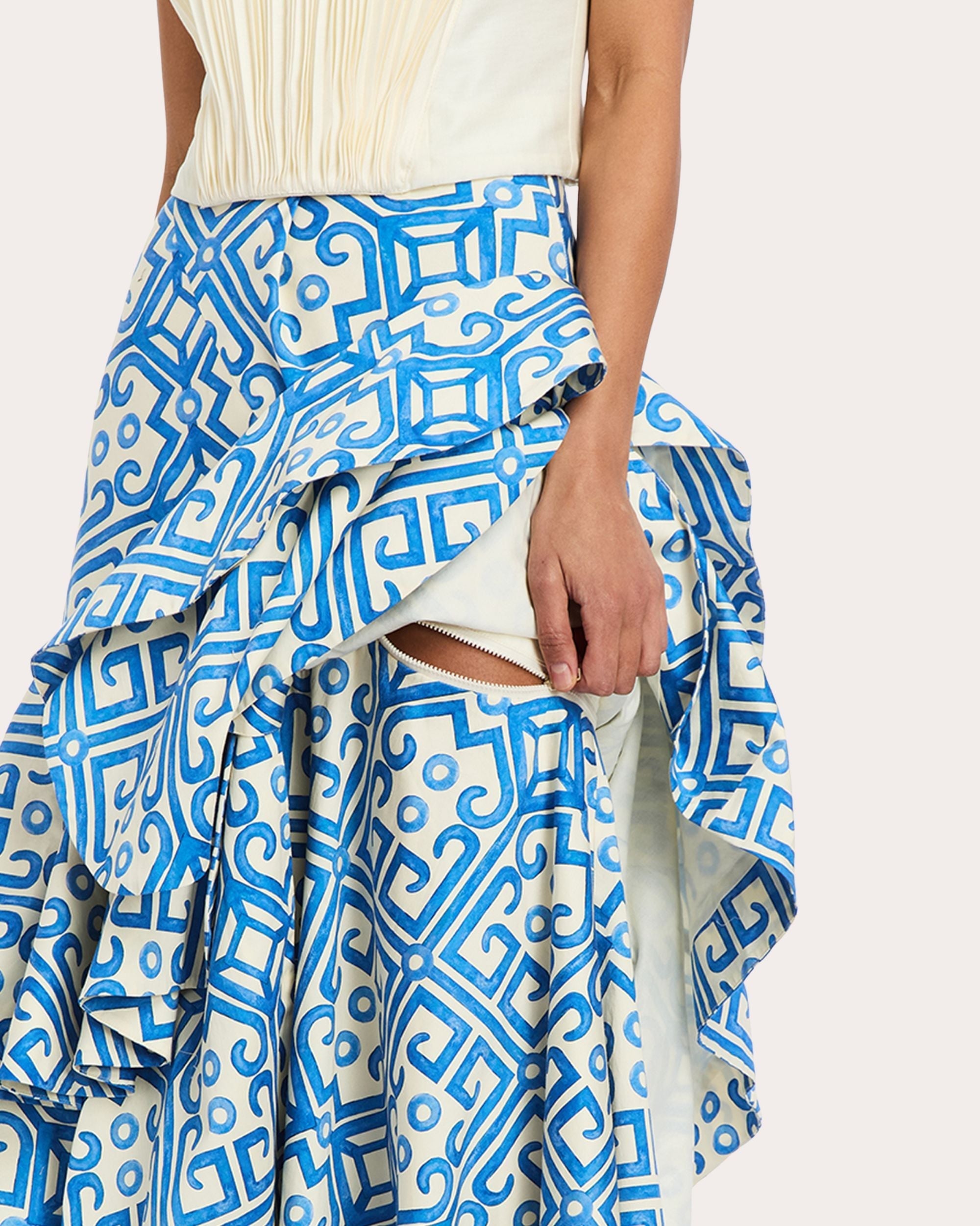 Victoria Geometric Sateen Tiered Convertible™ Skirt