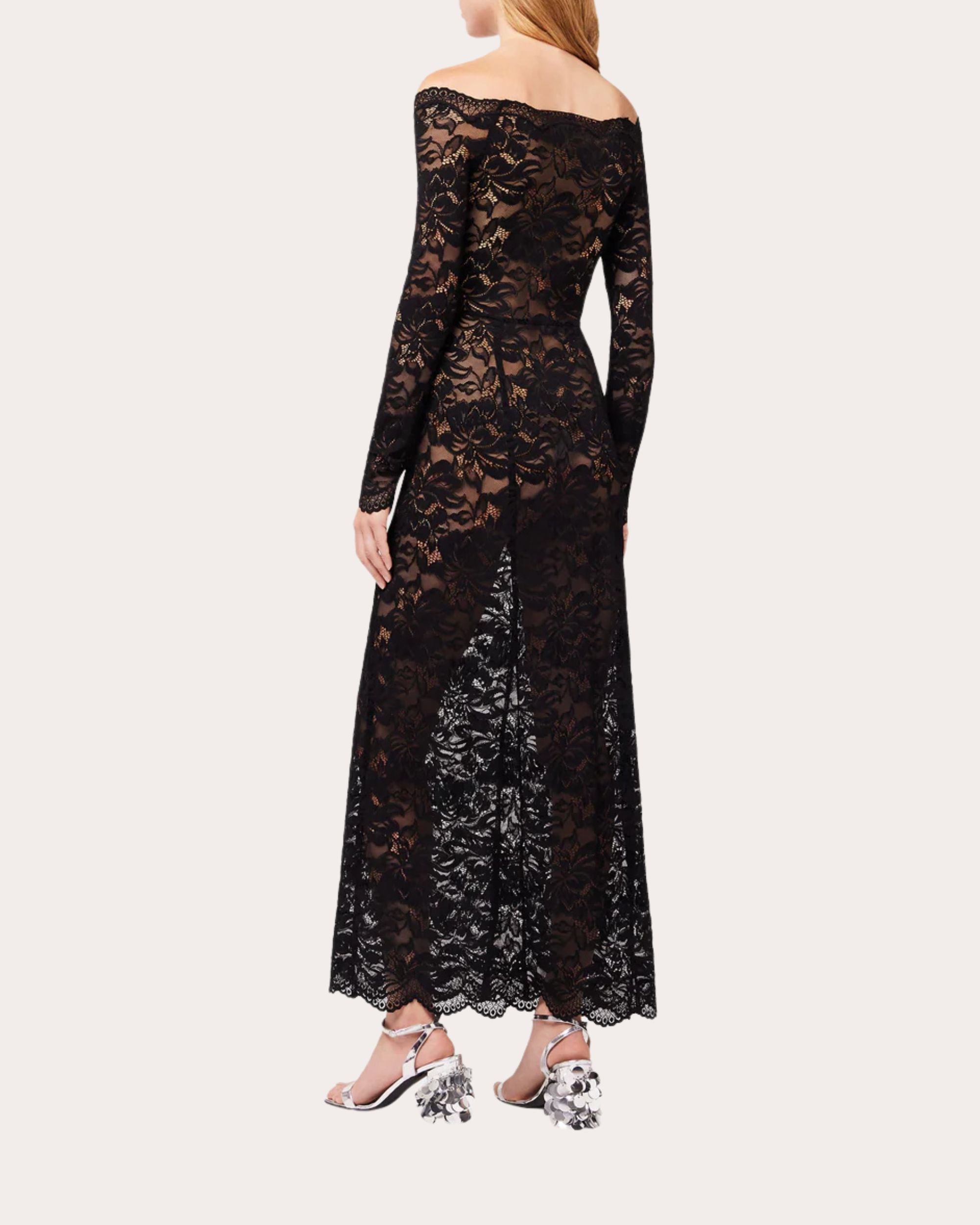 Sheer Floral Lace Maxi Dress