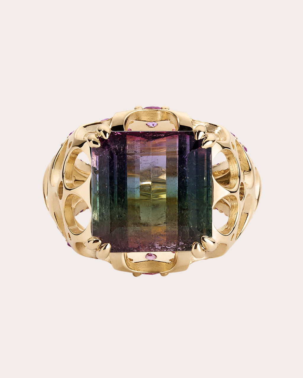 Apollonian 14K Gold Tourmaline and Sapphire Ring