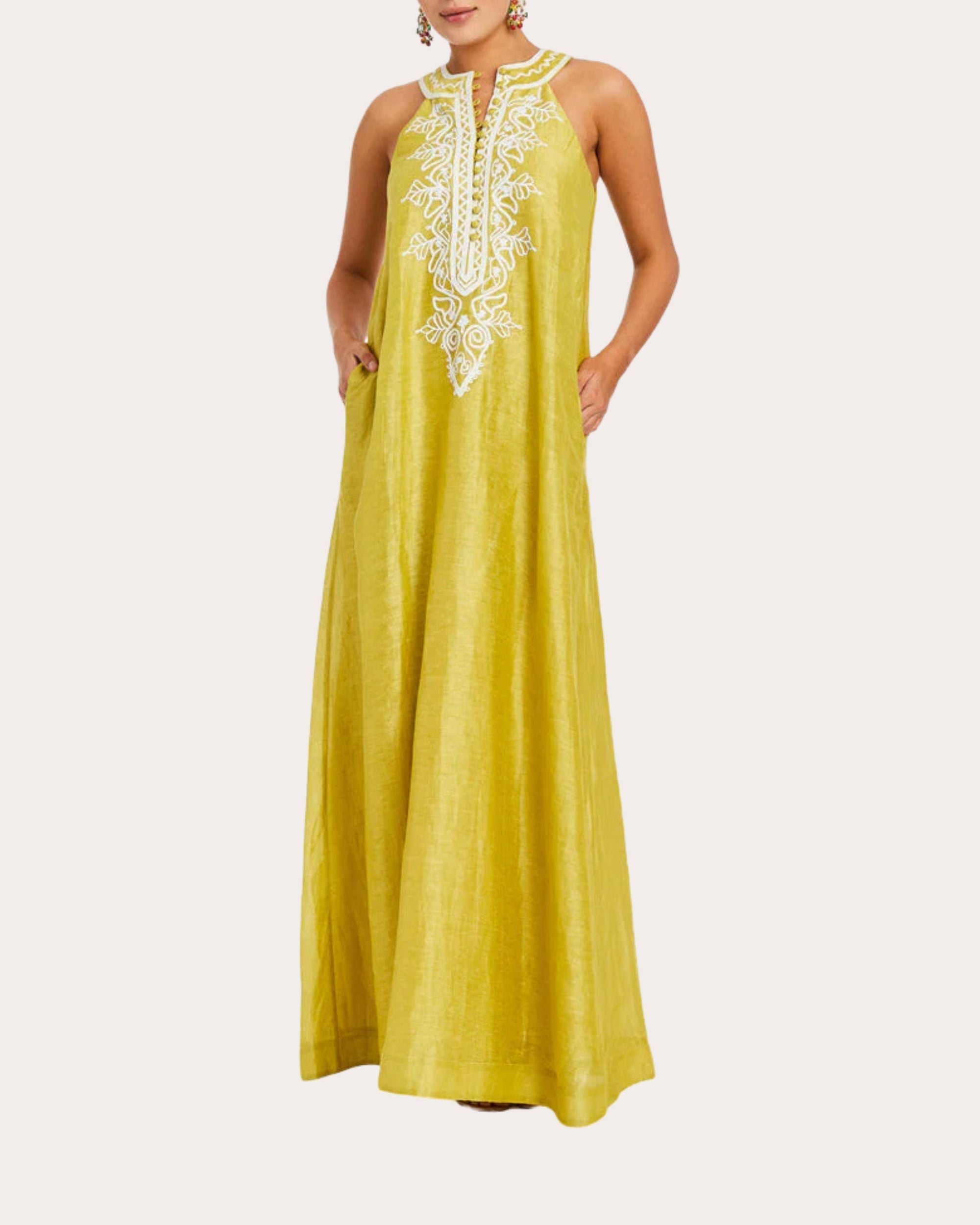 Merida Embroidered Organza Halterneck Gown
