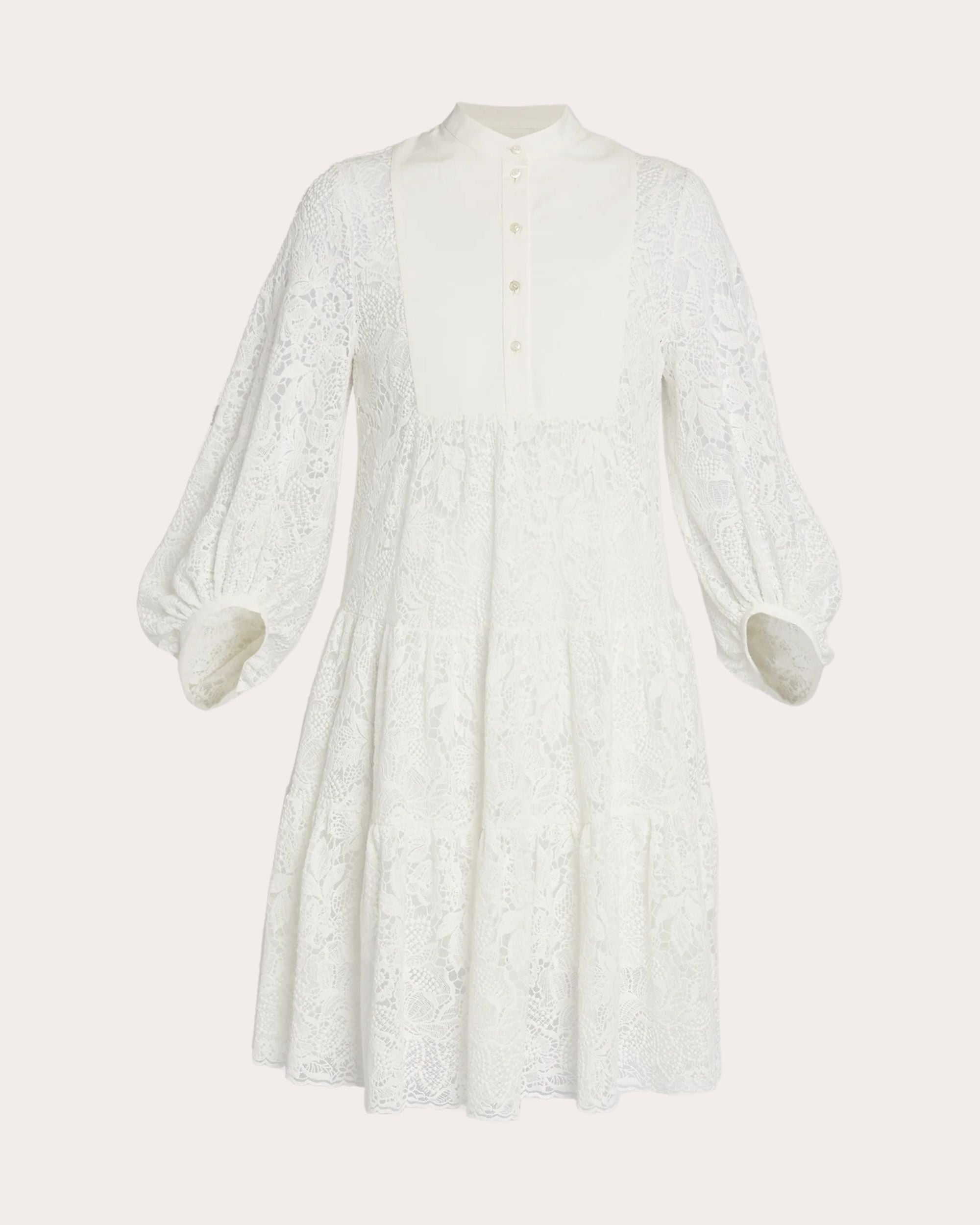 Embroidered Cotton Tiered Hem Mini Dress