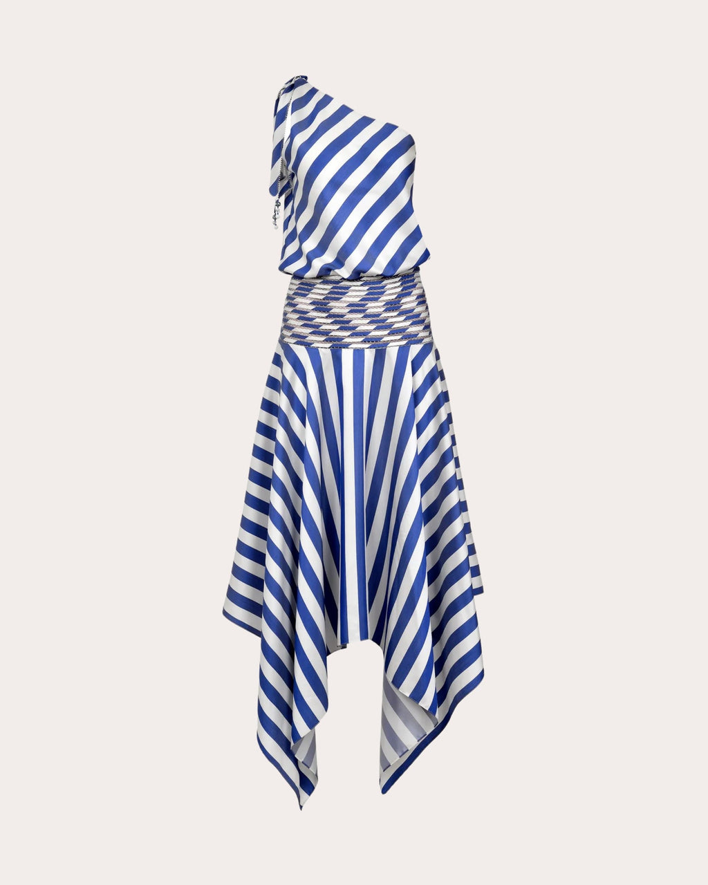 Banda Asymmetric Striped Silk Dress