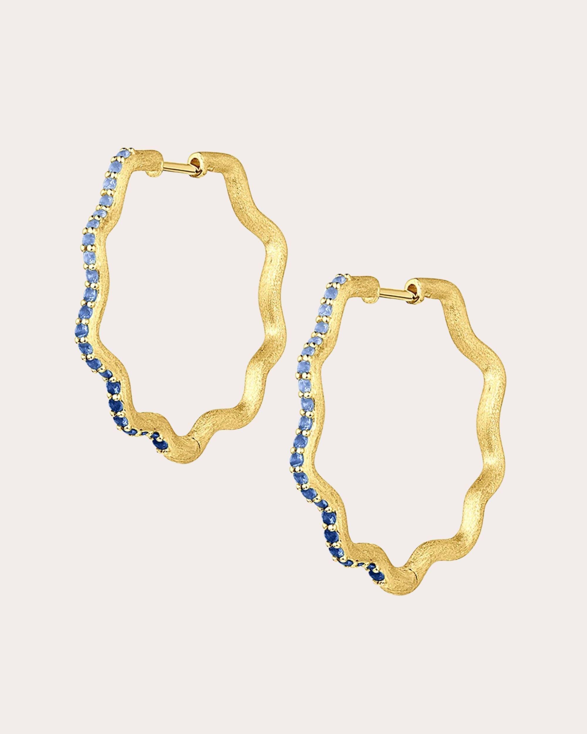 Stardust 18K Gold Sapphire Hoop Earrings