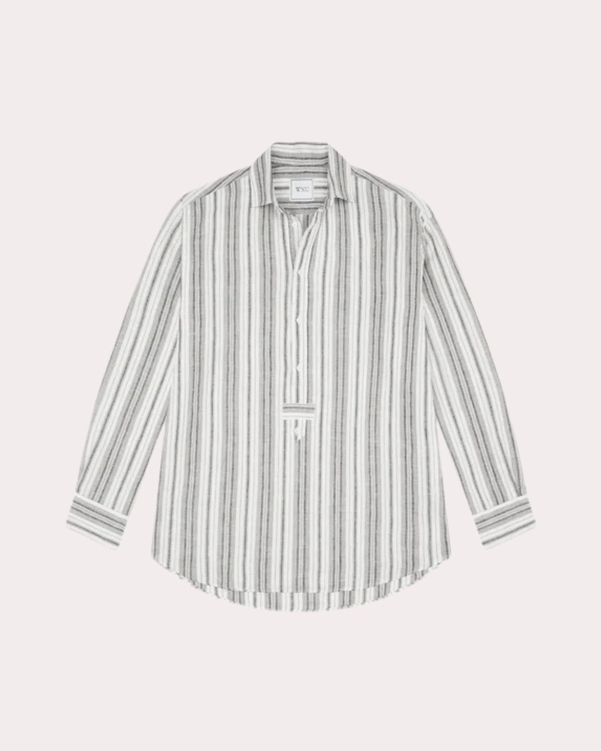 The Oversized Stripe Hemp Button-Front Tunic