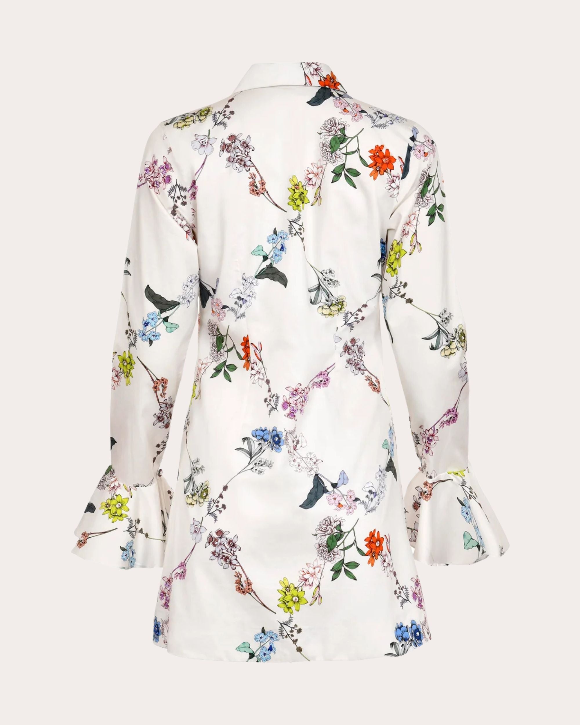 Cate Ruffled Floral-Print Cotton Mini Shirt Dress