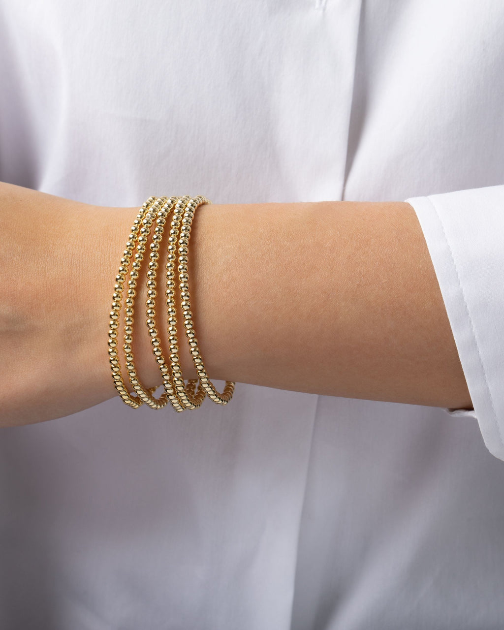 14K Gold Beaded Bracelet Set