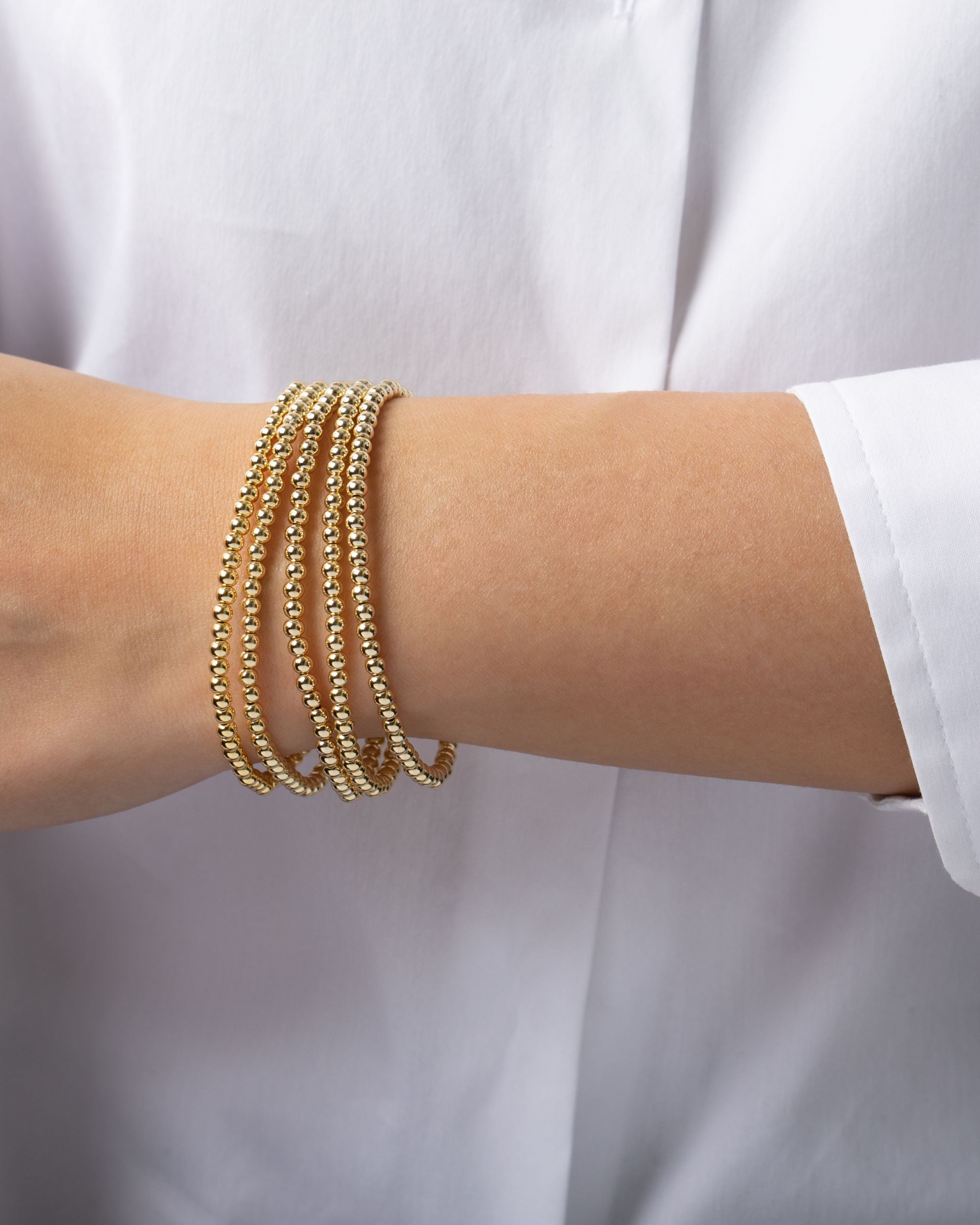 14K Gold Beaded Bracelet Set