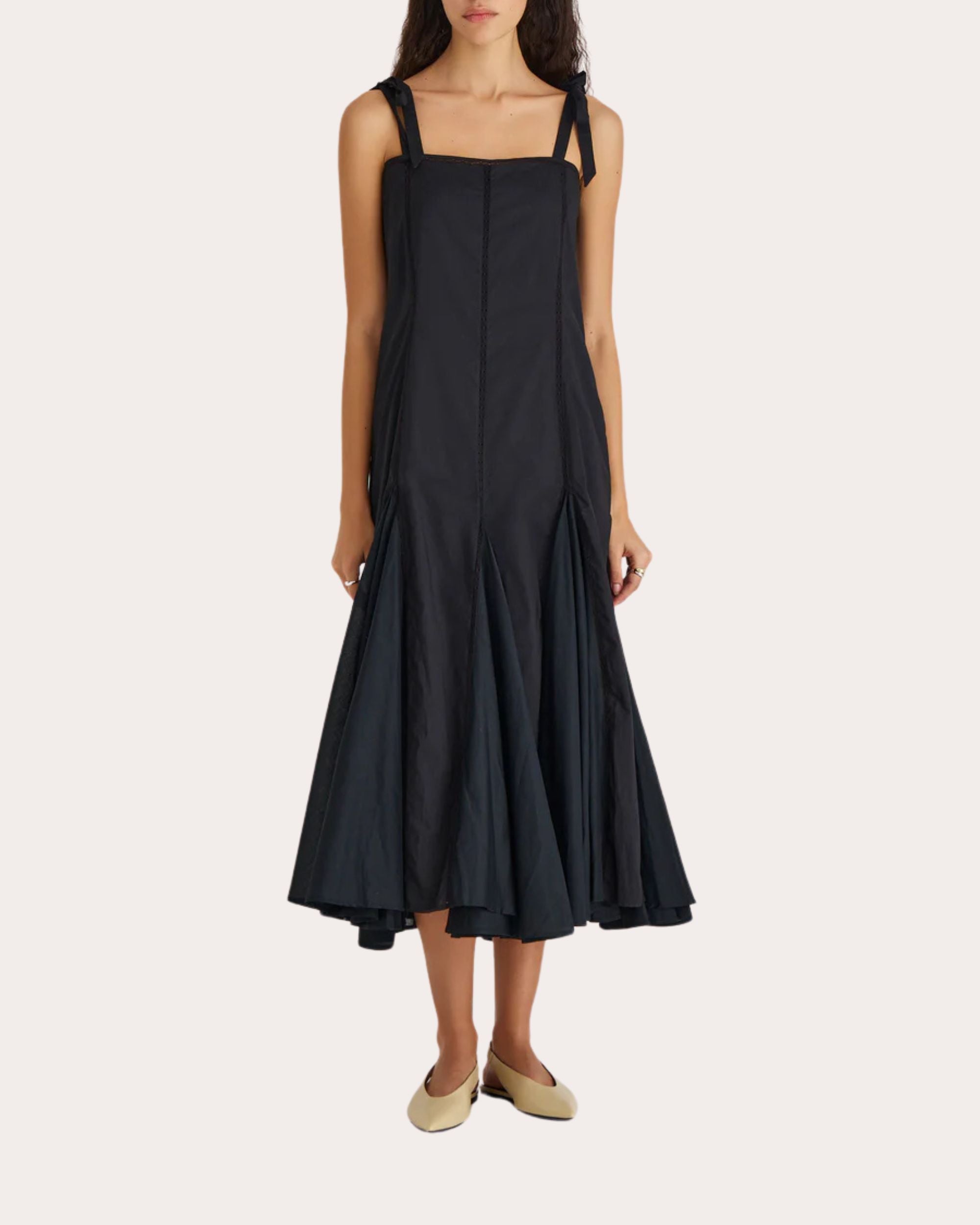 Sora Paneled Lace-Inset Cotton Midi Dress