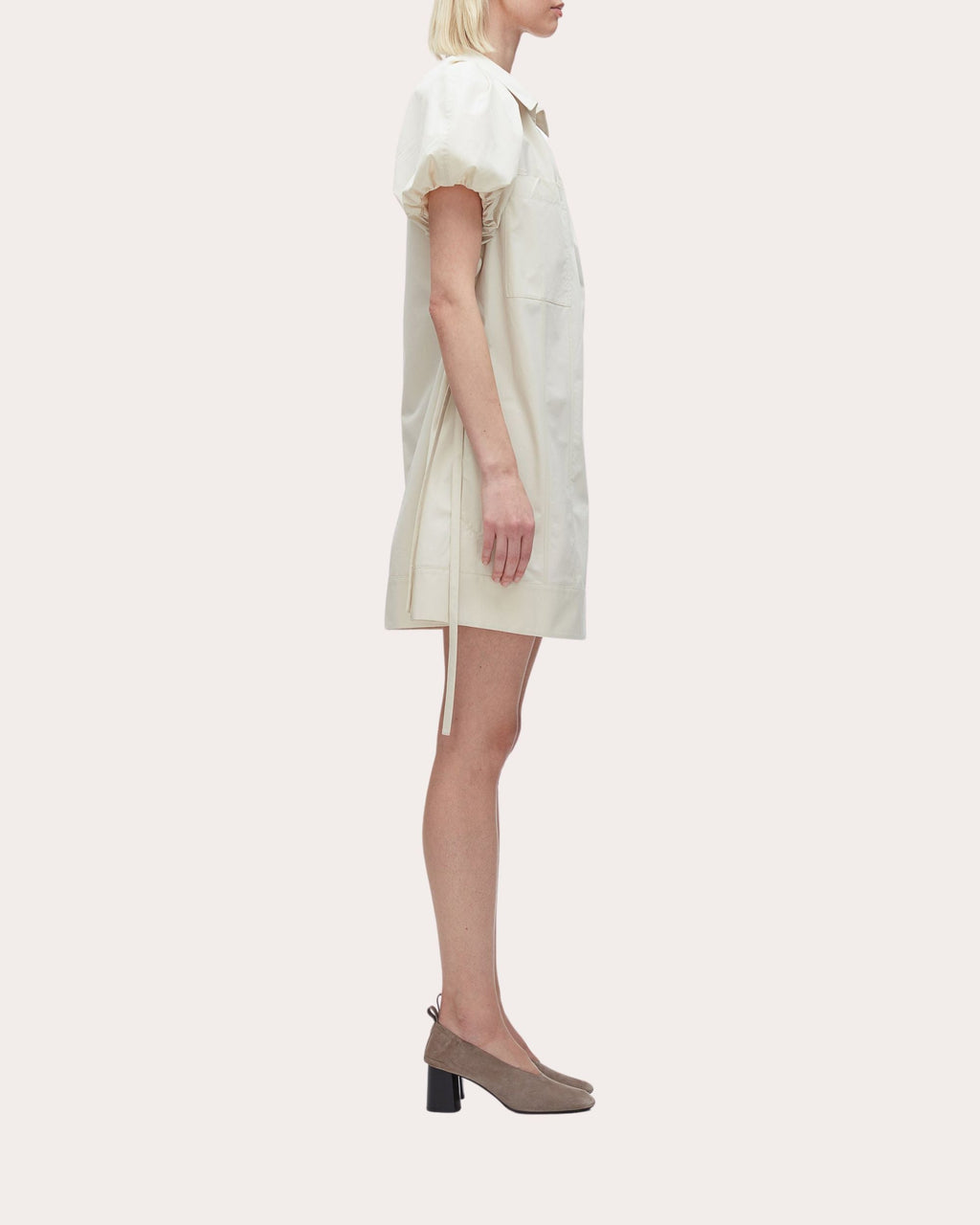 Gathered Techno Cotton-Poplin Mini Dress