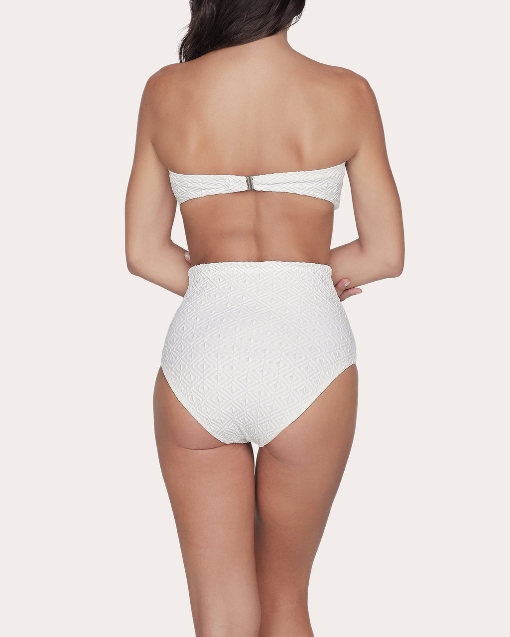 Laila Bow-Detail Jacquard Bandeau Bikini Top