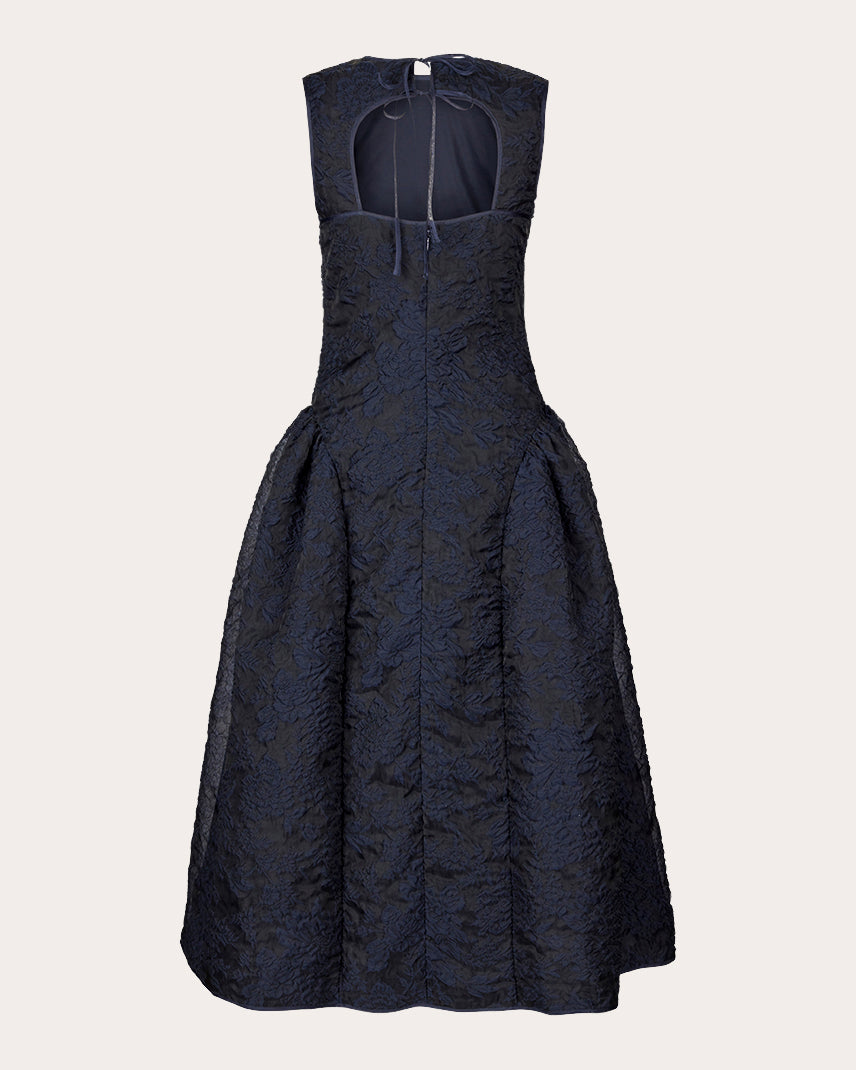 Gine Floral Matelassé Midi Dress