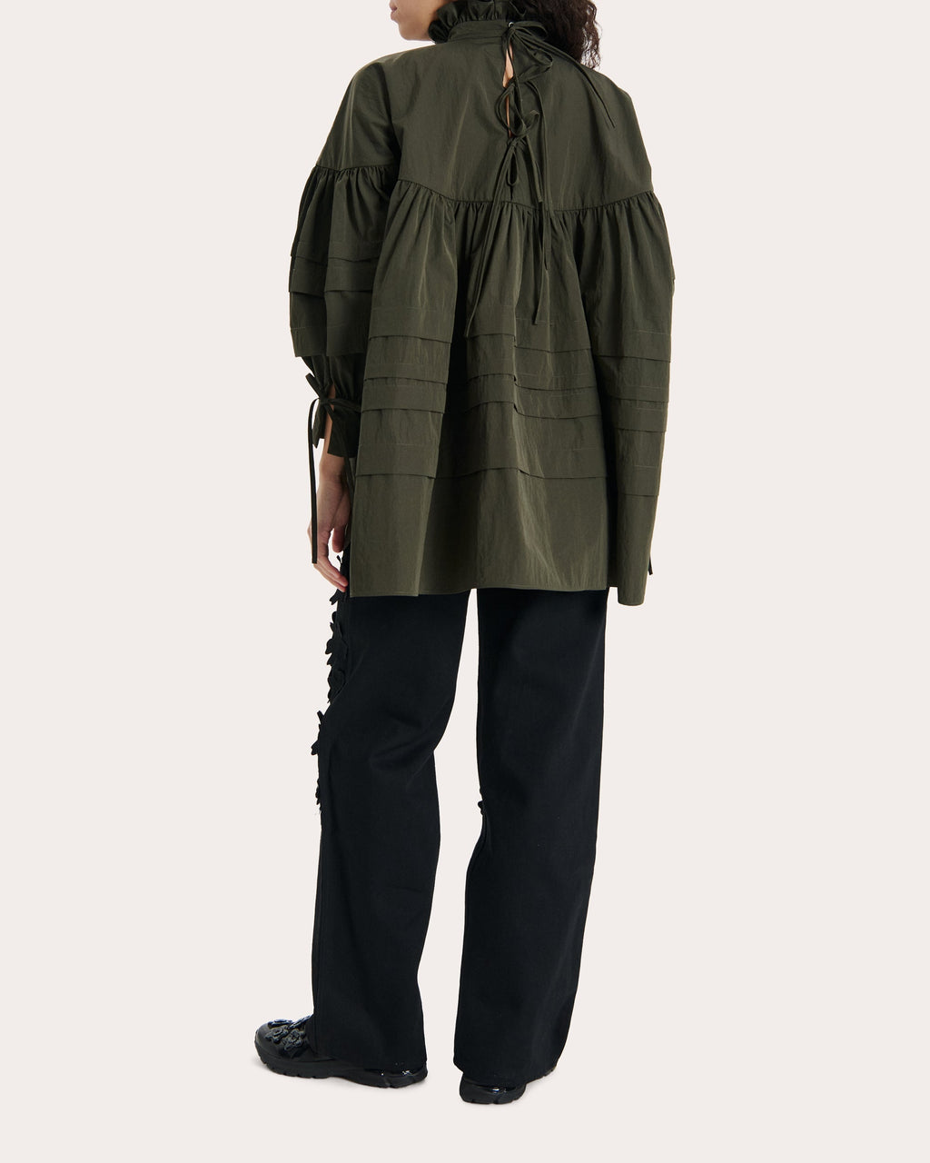 Alberte Oversized Pleated Taffeta Top