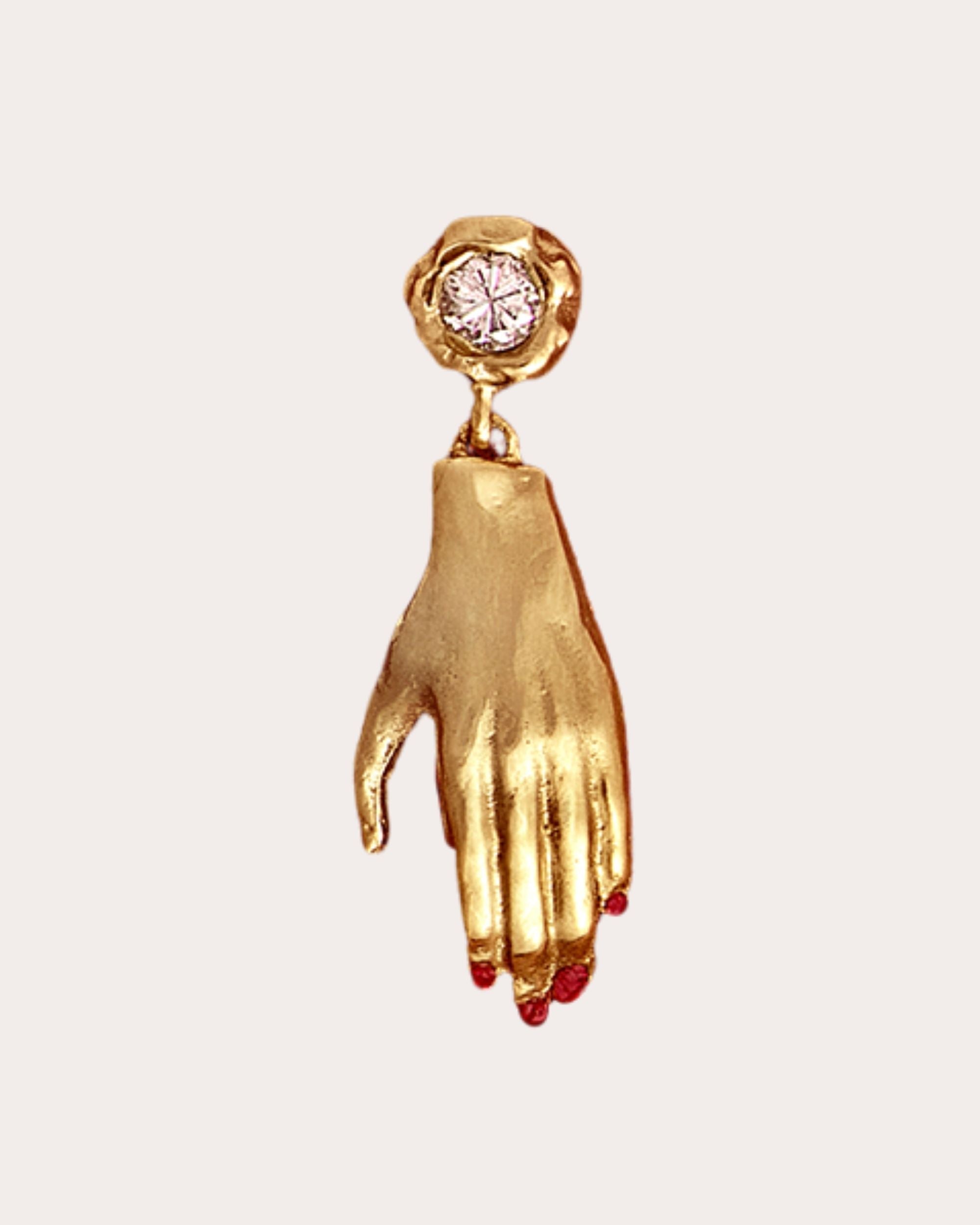 Diamond & 14k Gold Lacquer Single Earring