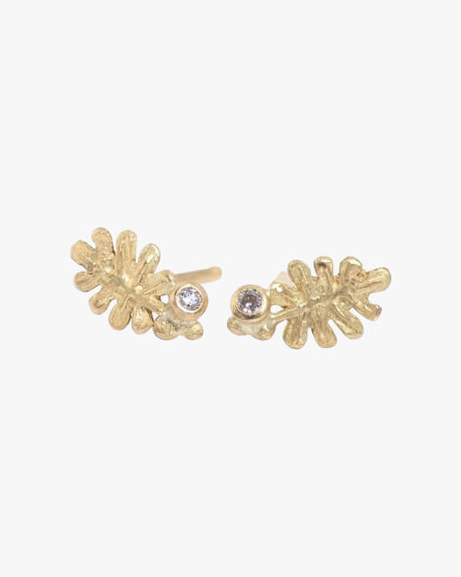 Coral Diamond Stud Earrings