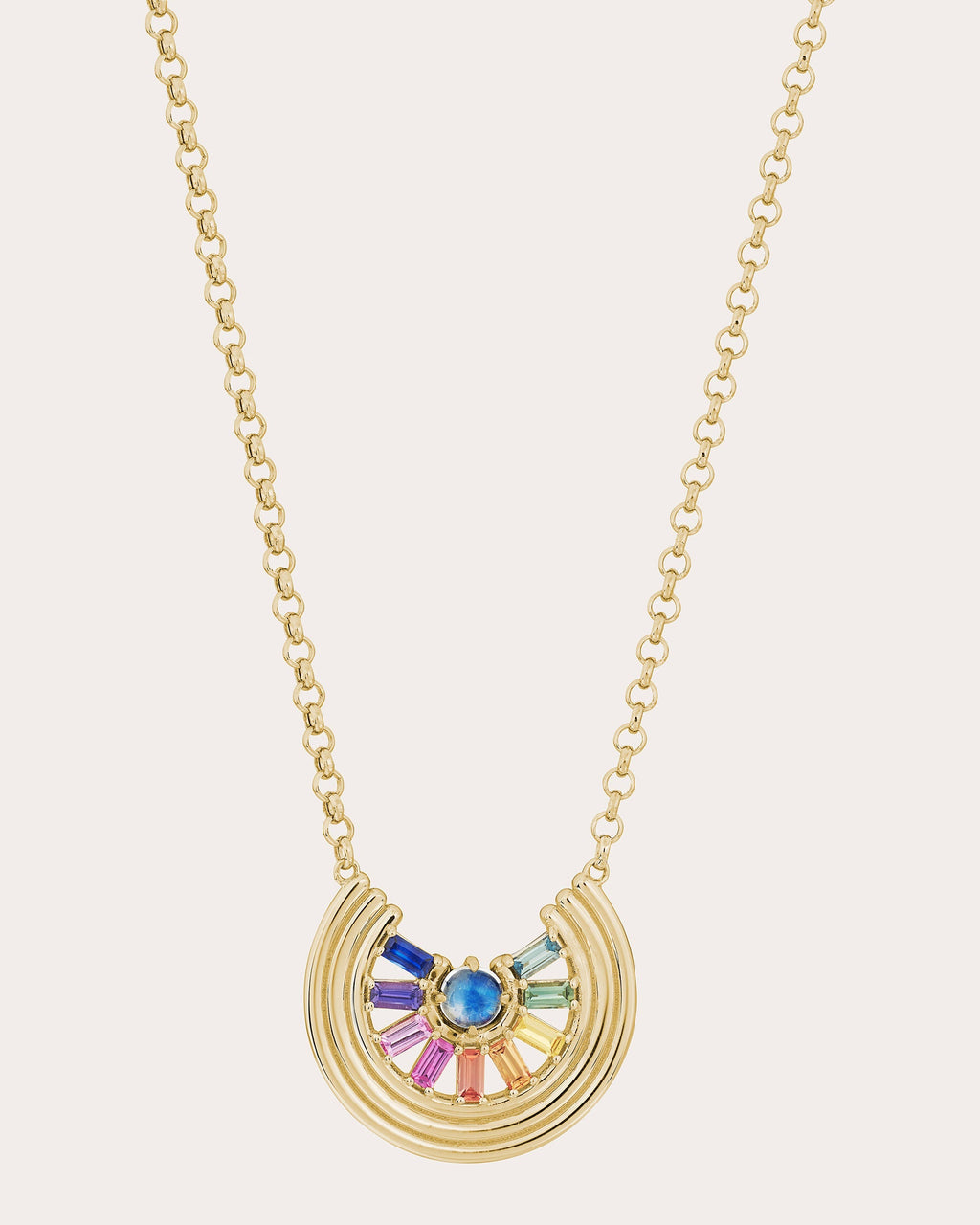 Revival 14K Gold Multi-Sapphire and Moonstone Pendant Necklace