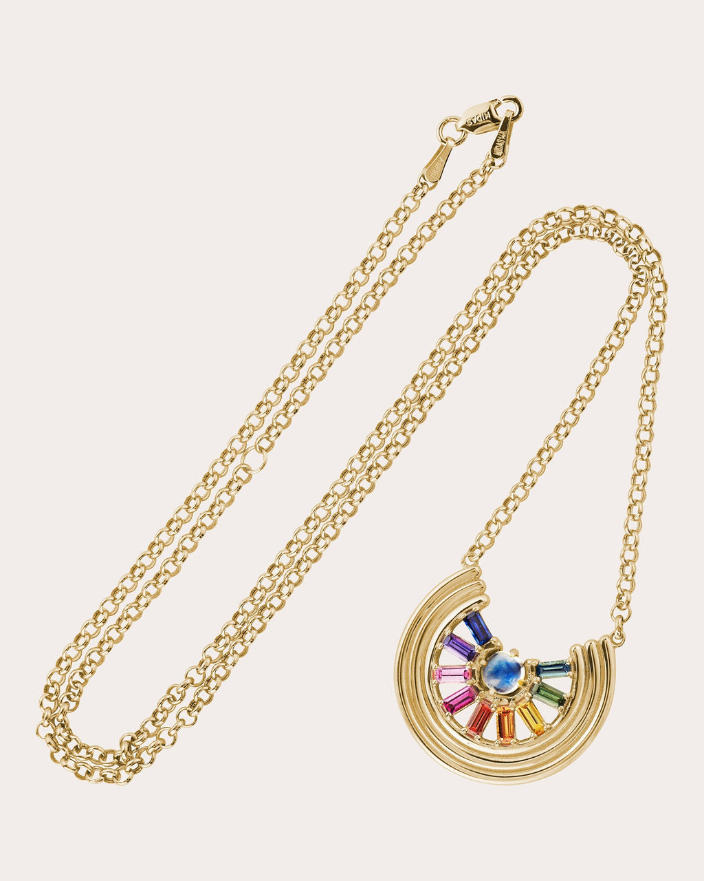 Revival 14K Gold Multi-Sapphire and Moonstone Pendant Necklace