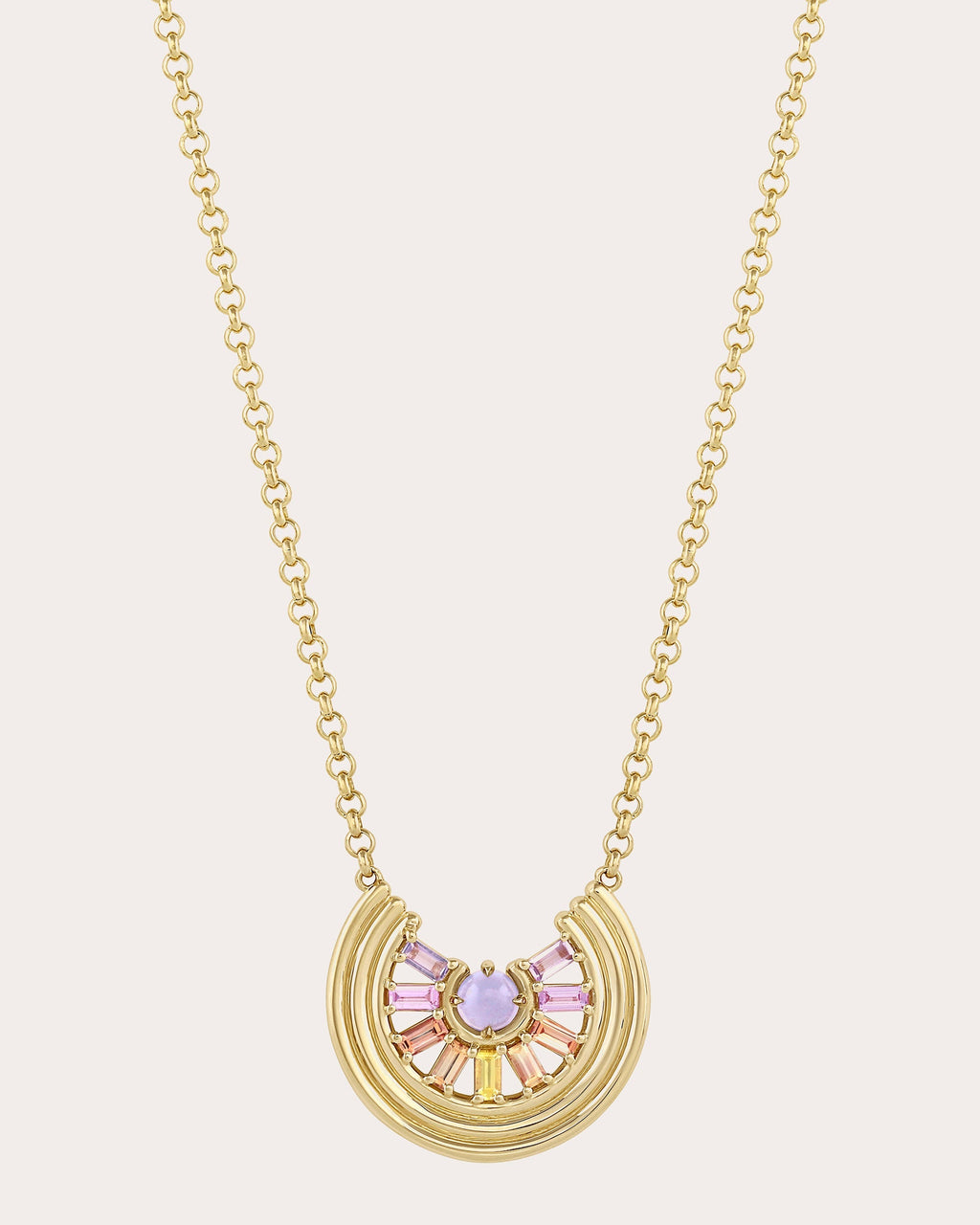 Sunset Revival 14K Gold Multi-Stone Pendant Necklace