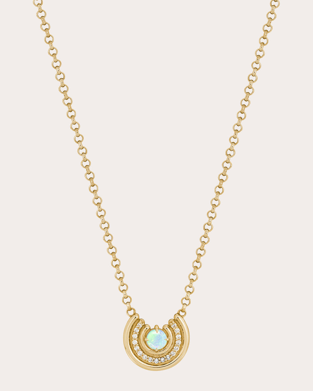 Revival Row 14K Gold Diamond and Opal Pendant Necklace