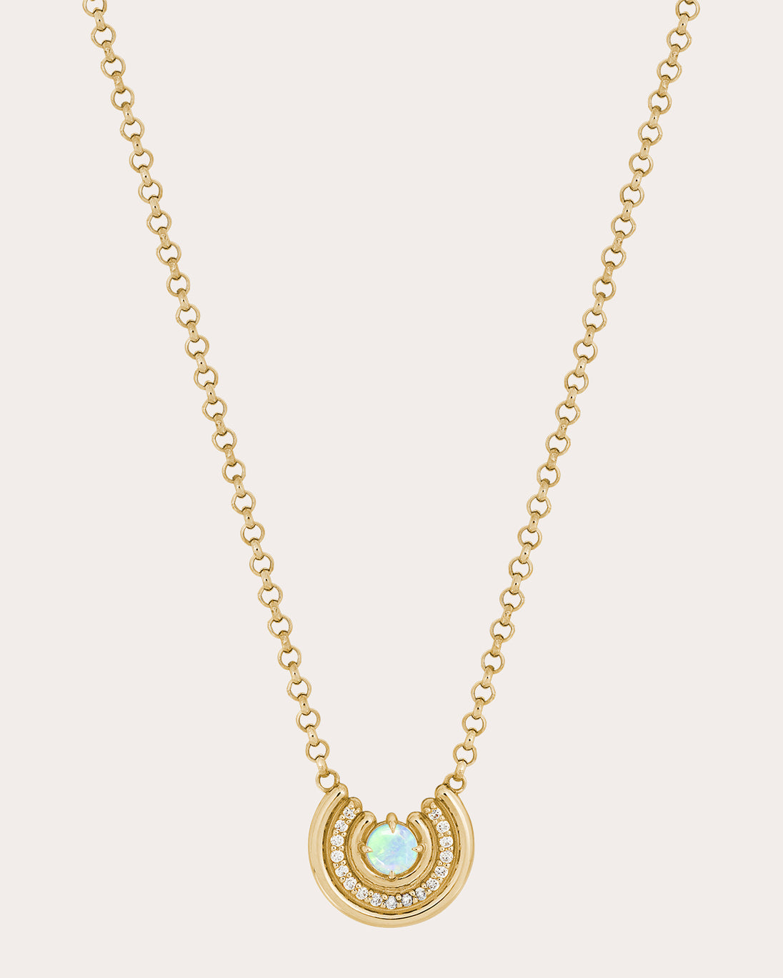 Revival Row 14K Gold Diamond and Opal Pendant Necklace