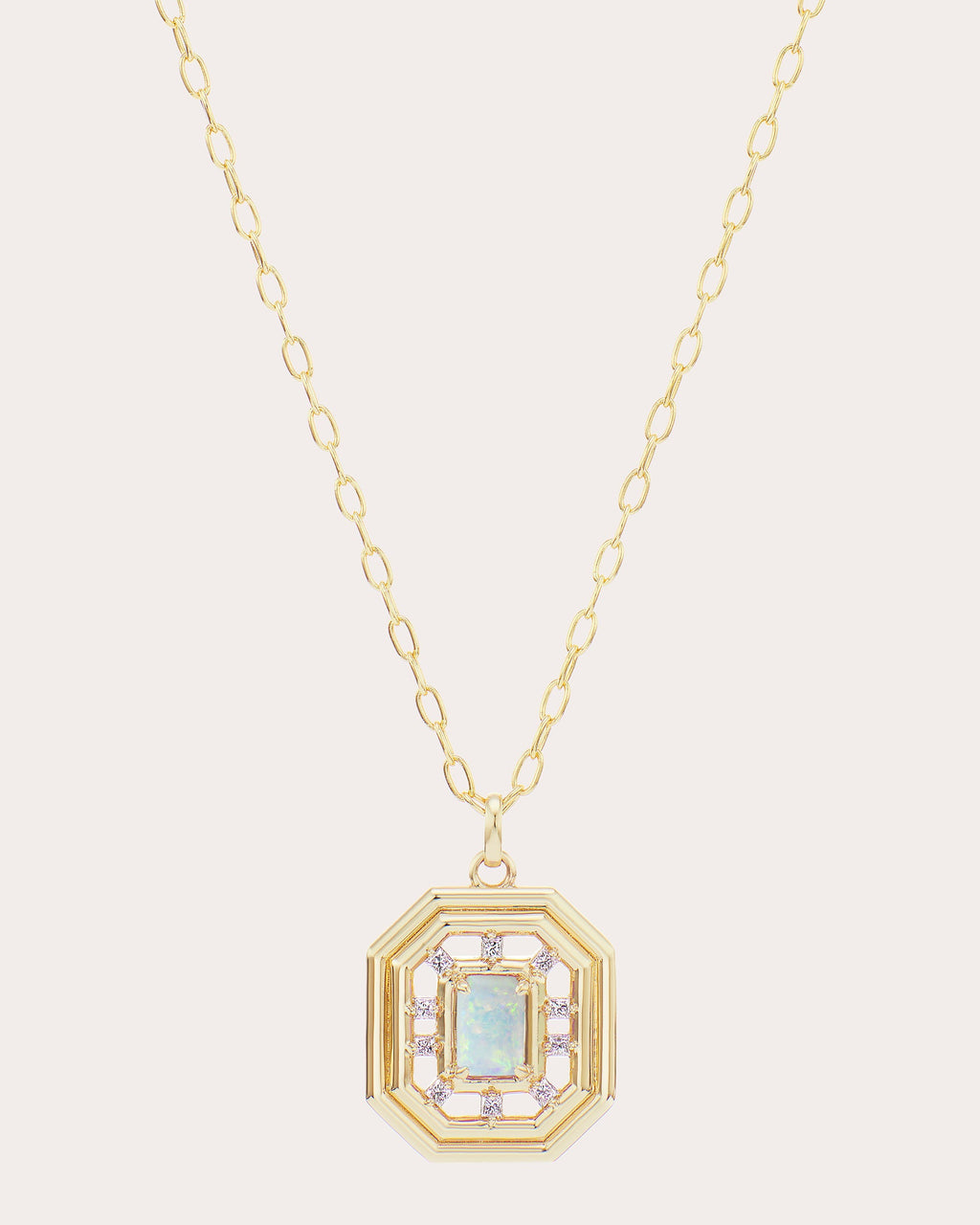 Revival Midi Nouveau 14K Gold Opal and Diamond Pendant Necklace