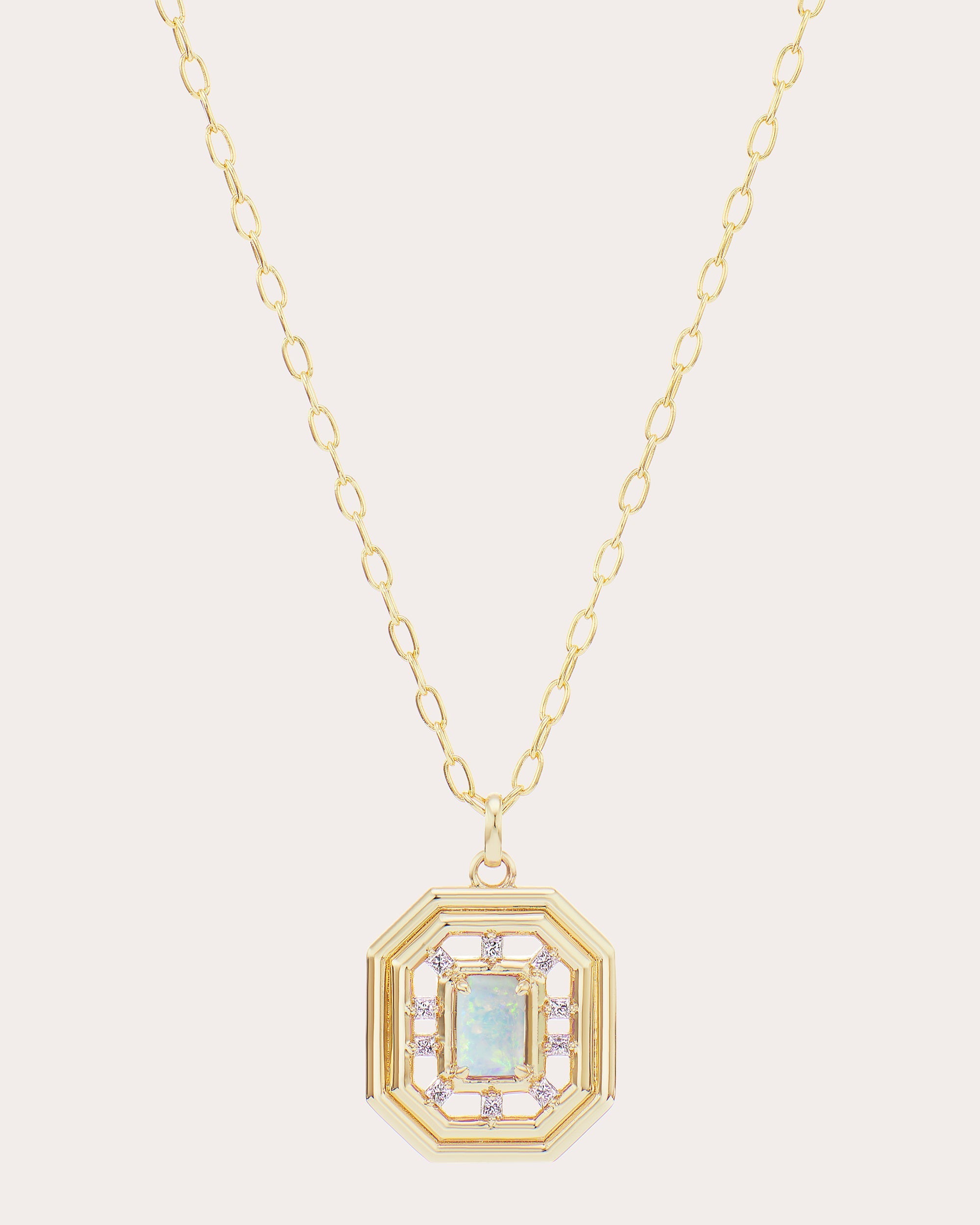 Revival Midi Nouveau 14K Gold Opal and Diamond Pendant Necklace