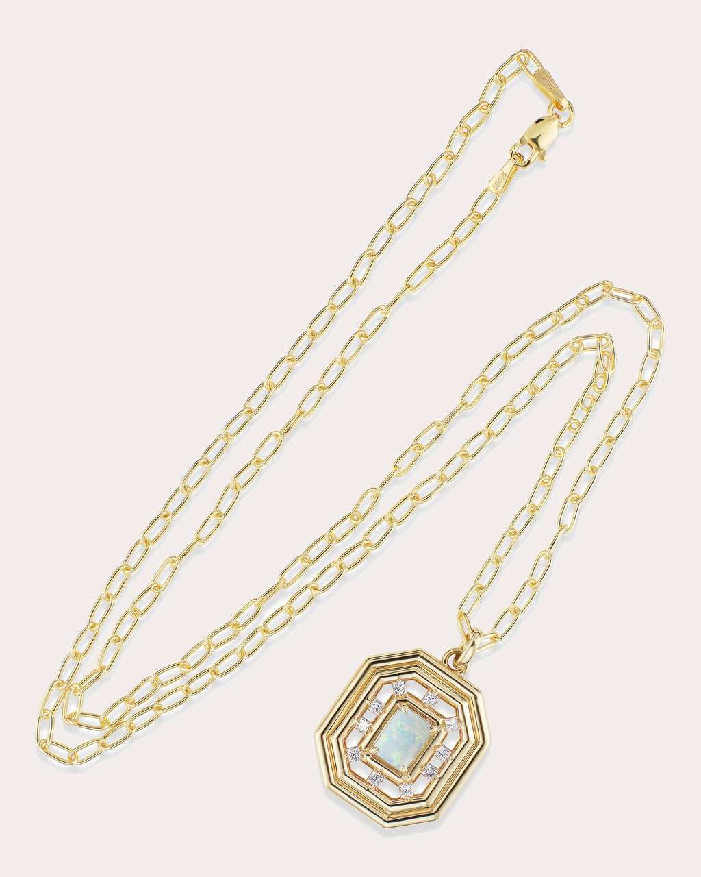 Revival Midi Nouveau 14K Gold Opal and Diamond Pendant Necklace