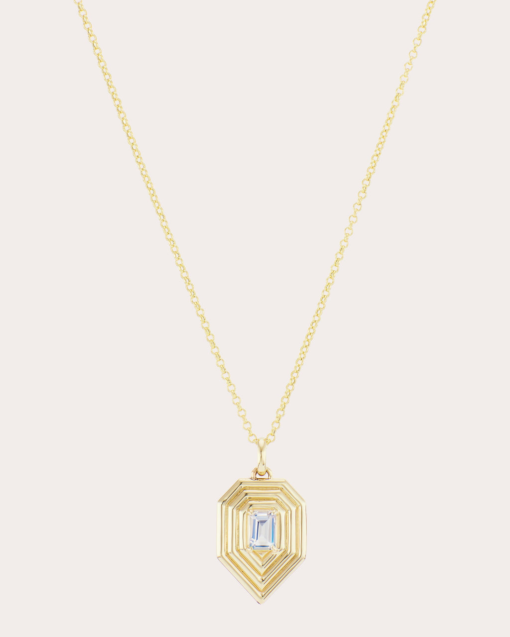 Revival 14K Gold Rainbow Moonstone Pendant Necklace