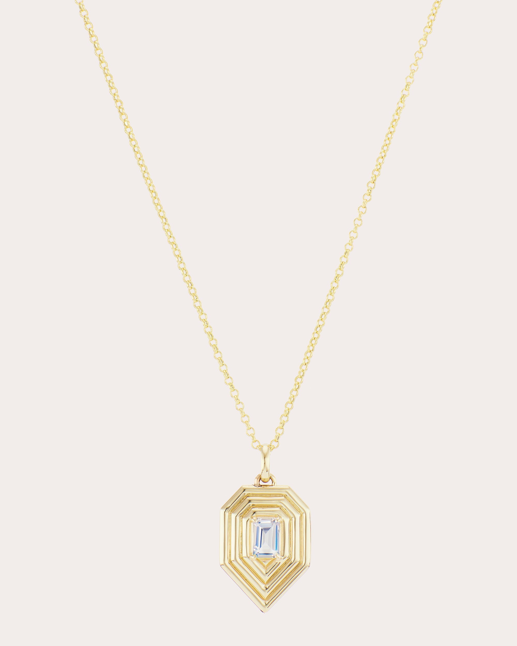 Revival 14K Gold Rainbow Moonstone Pendant Necklace