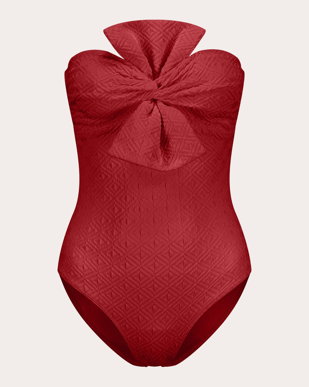 Raquel Bow-Detail Jacquard Bandeau Swimsuit