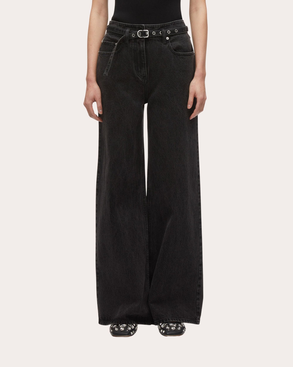 Belted Wide-Leg Jeans