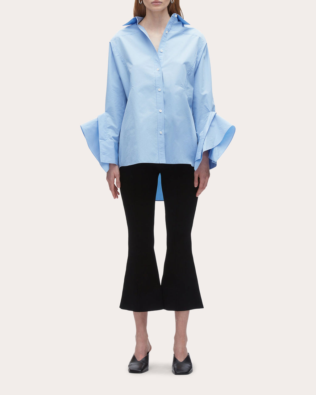 Oversized Ruffle-Trimmed Cotton Blend Shirt