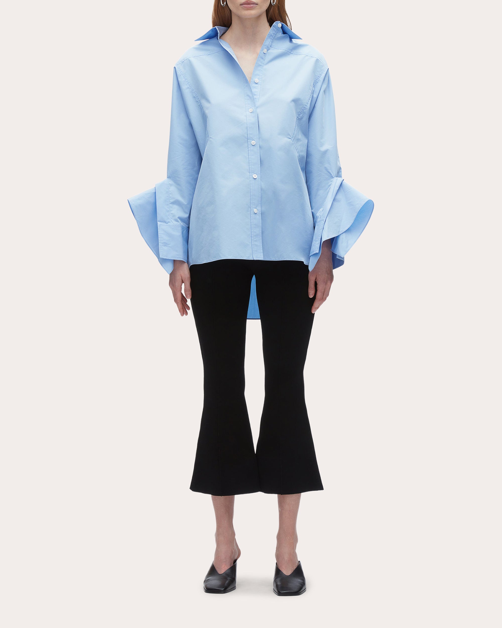 Oversized Ruffle-Trimmed Cotton Blend Shirt
