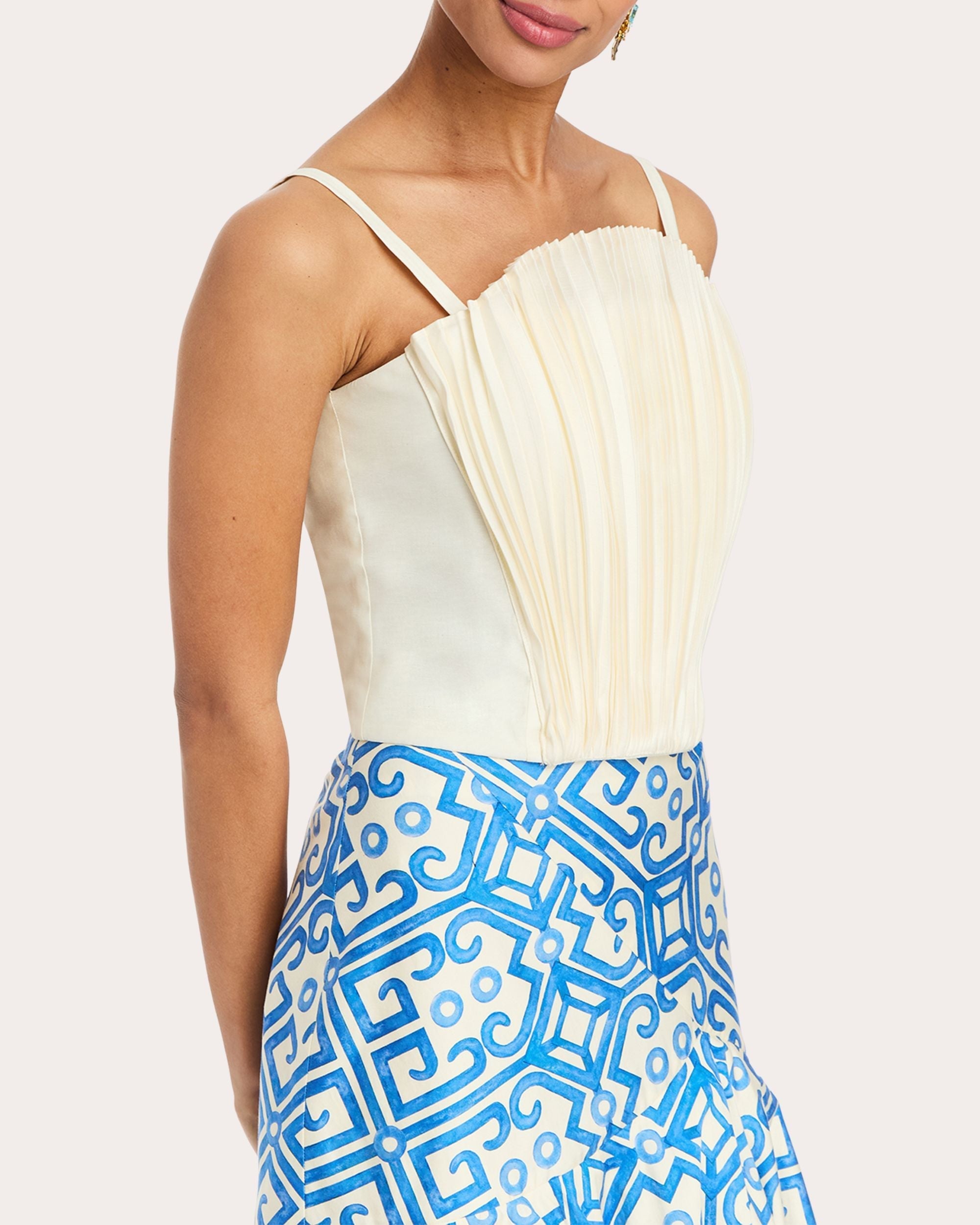 Scallopini Pleated Organza Bustier Top