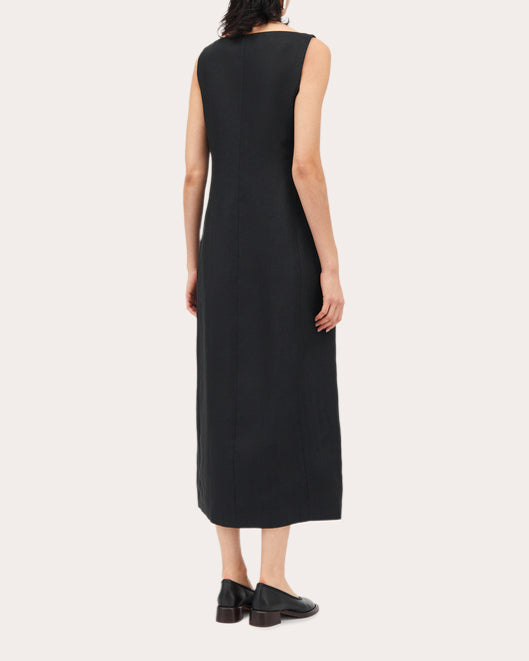 Dasia Herringbone Linen Midi Dress
