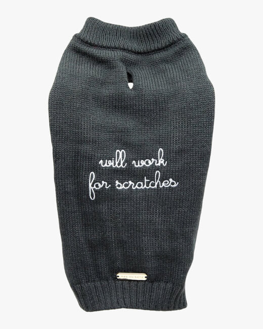 Will Work For Scratches Dog Sweater