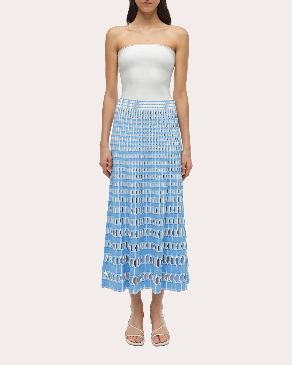 Larken Gingham Laser-Cut Midi Skirt