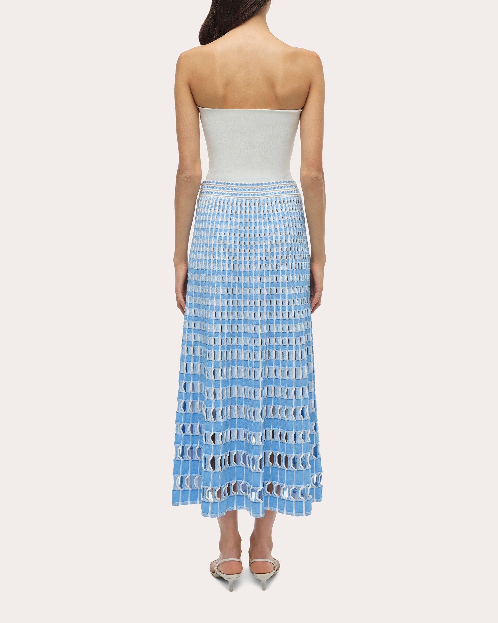 Larken Gingham Laser-Cut Midi Skirt