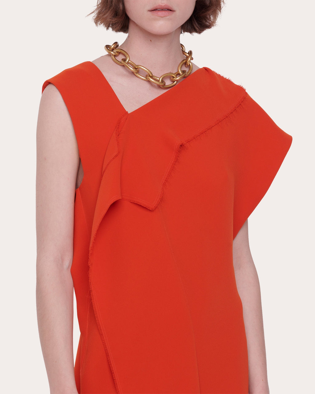 Draped Fringe-Trimmed Cady Maxi Dress
