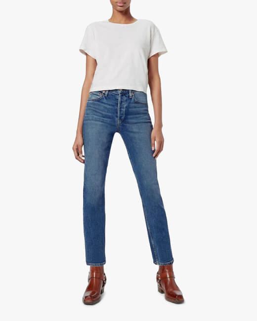 High-Rise Ankle Straight Jeans