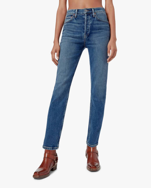 High-Rise Ankle Straight Jeans
