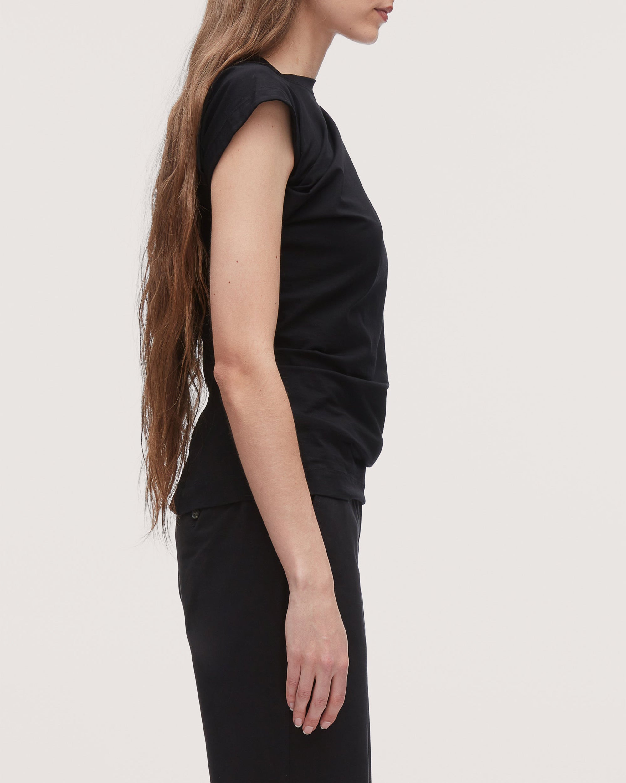 Asymmetric Draped Cotton-Jersey T-Shirt
